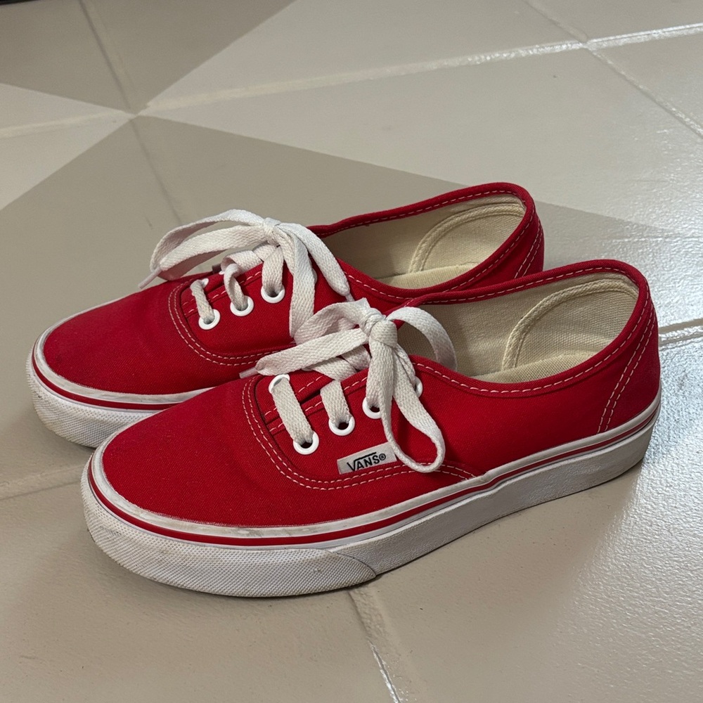 Vans Red Canvas Lace-Up Sneakers